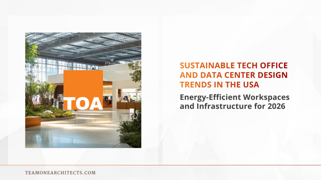 Biophilic tech office interior in the USA featuring green walls, indoor plants, and natural light to boost employee productivity and well-being.