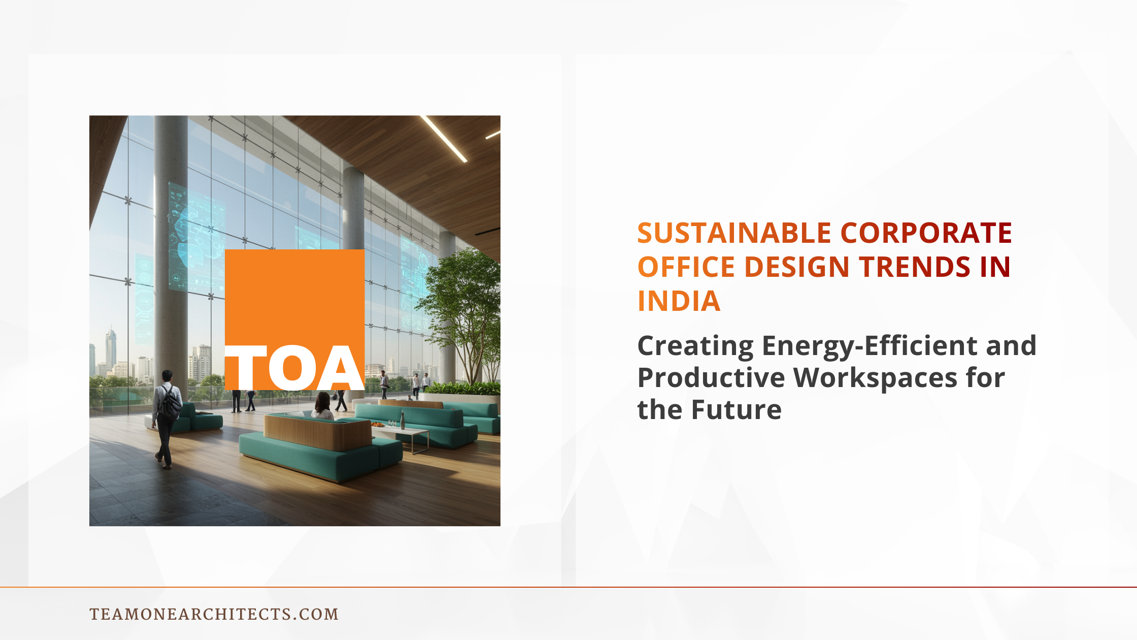 Biophilic corporate office interior in India featuring green walls, indoor plants, and abundant natural light for enhanced employee well-being.