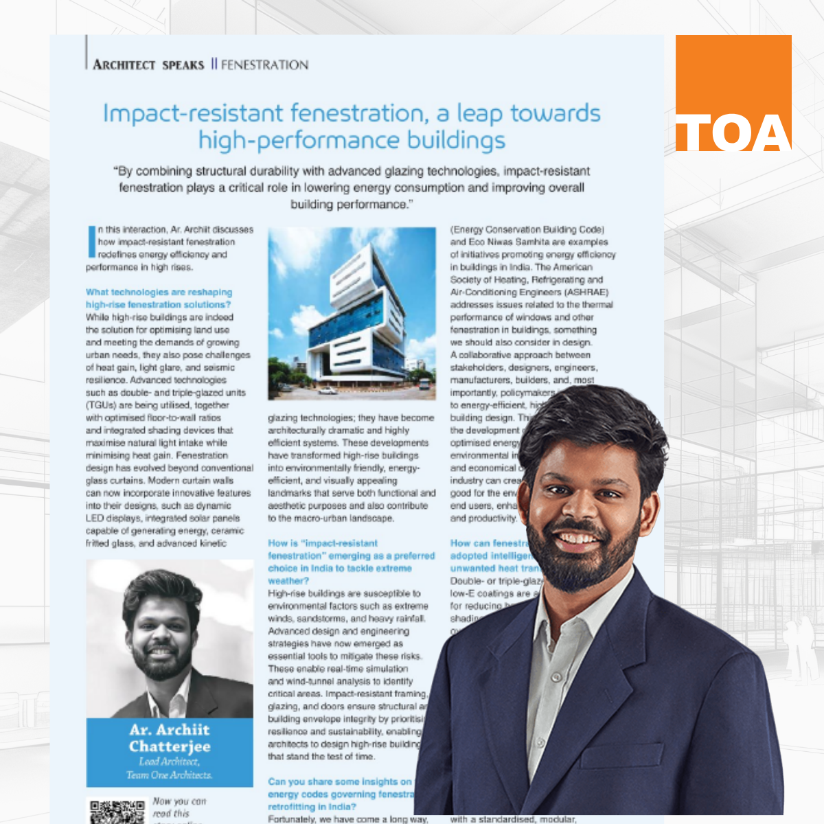 Lead Architect Ar. Archiit Chatterjee Featured in ACE Update Magazine for High-Performance Building Design Expertise