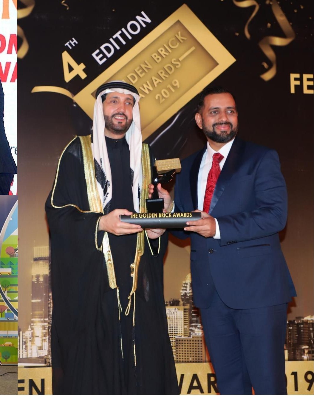 Team One Architects receiving recognition at the Golden Brick Awards in Dubai